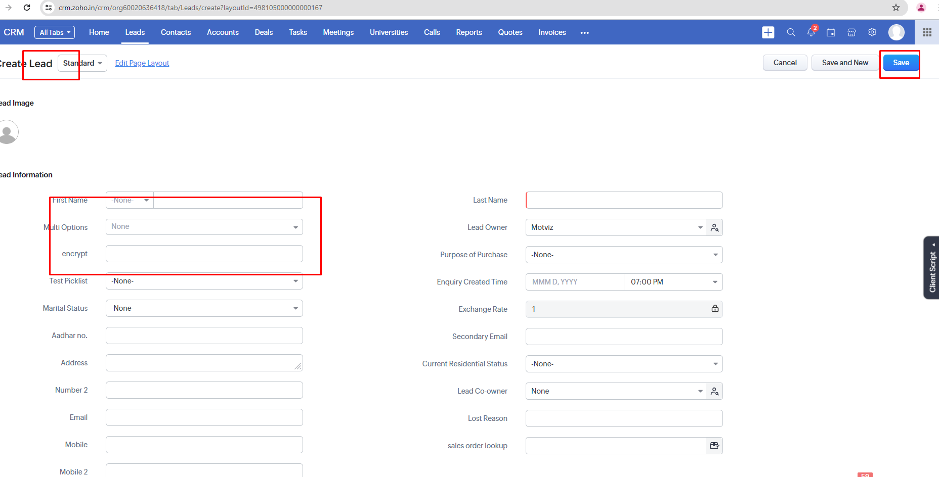 leads in Zoho CRM